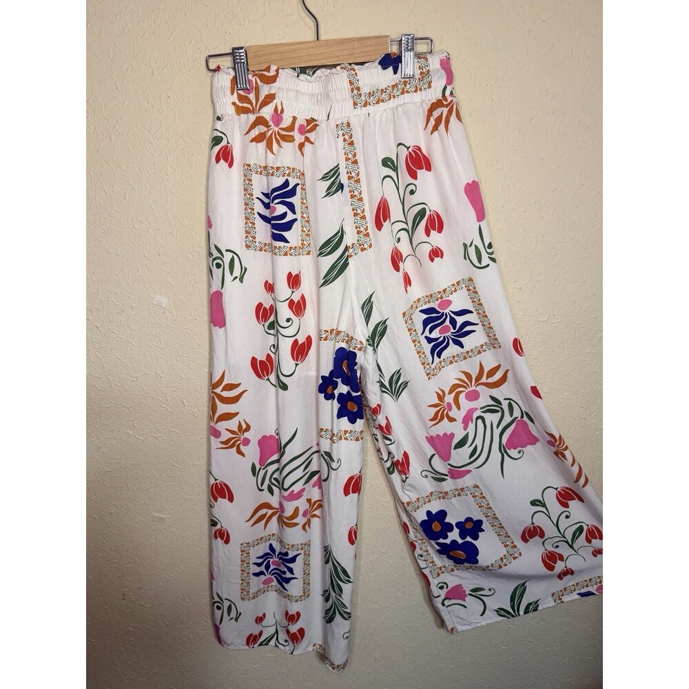 Women’s Size Small Flowy Floral Beach Boho Wide Leg Pants Vacation Summer Costal